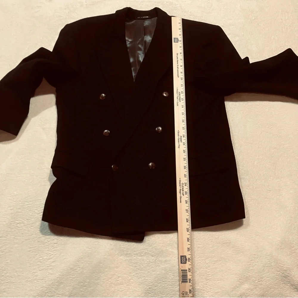 Wool Cashmere Double Breasted Short Coat Black Mens 40R Made In‎ Yugoslavia